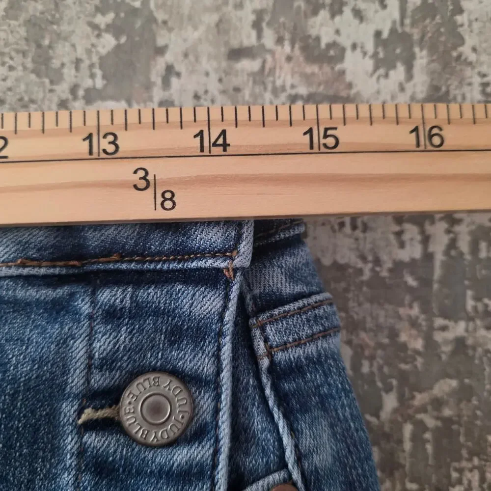 Judy Blue Factory Distressed Denim Asymmetrical Wrap Skort Size Large